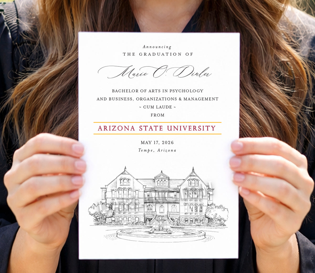 Arizona State University Graduation Announcement, Arizona, asu, Univer –  Darlingtongrads