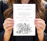 Celebrate your University of Alabama graduation with personalized Clark Hall graduation announcements. Premium printed cards with envelopes, perfect for mailing or keepsakes.