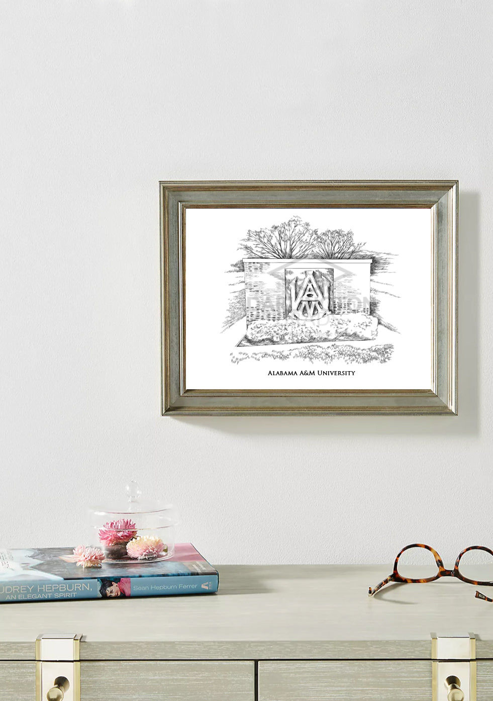 Alabama A&M University Fine Art Print, Signed & Numbered by the Artist, Hand Drawn