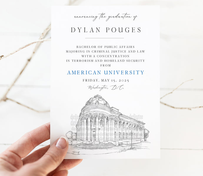 American University Graduation Announcement, College, Grad Announcements, College, Tech Graduation Cards (set of 25)