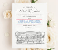 American University Kogdon School of Business Graduation Announcement, Invitation, Univ, Grad Announcements, Graduation Cards