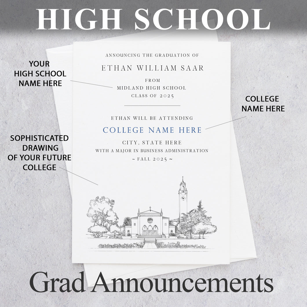 High School Graduation Announcements with College Bound University for California Schools, HS Grad