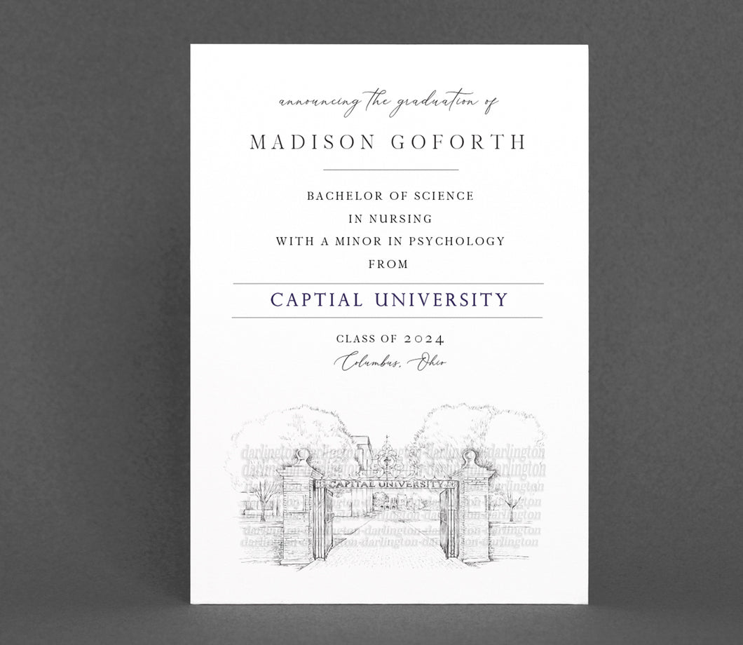 Capital University Graduation Announcement, Grad Announcements, Ohio, Invitation, Cards