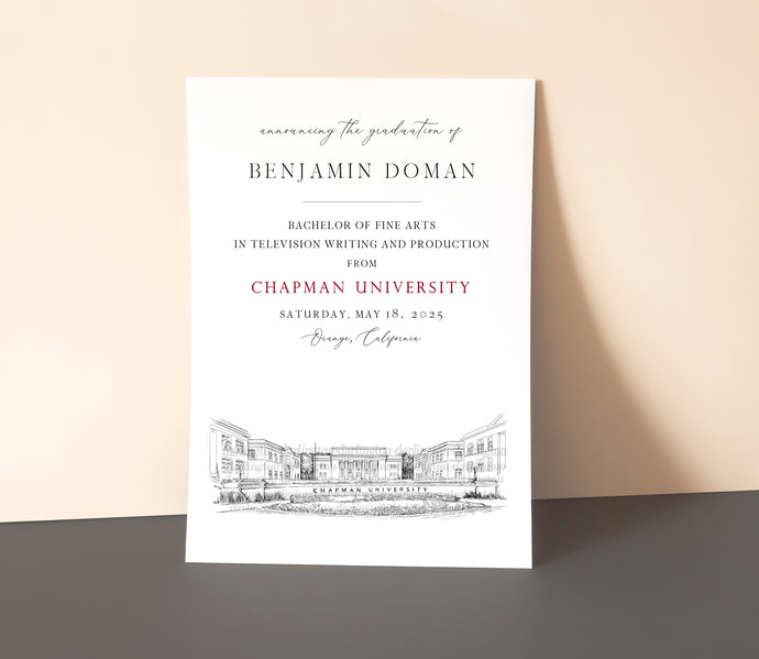 Chapman University Graduation Announcement, Invitation, Invite, Univ, Grad Announcements, College