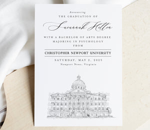 Christopher Newport University Graduation Announcement, Invitation, Invite, Univ, Grad Announcements, College, Tech, Graduation Cards