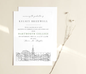 Dartmouth College Graduation Announcement, Invitation, Invite, Univ, Grad Announcements, College