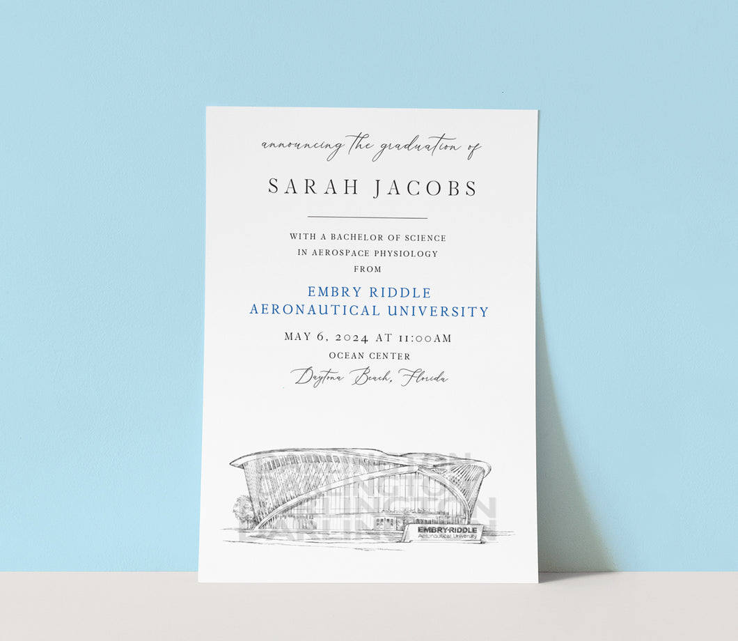 Embry–Riddle Aeronautical University Graduation Announcement, University, ERAU, Graduation Invitations, Cards (set of 25)