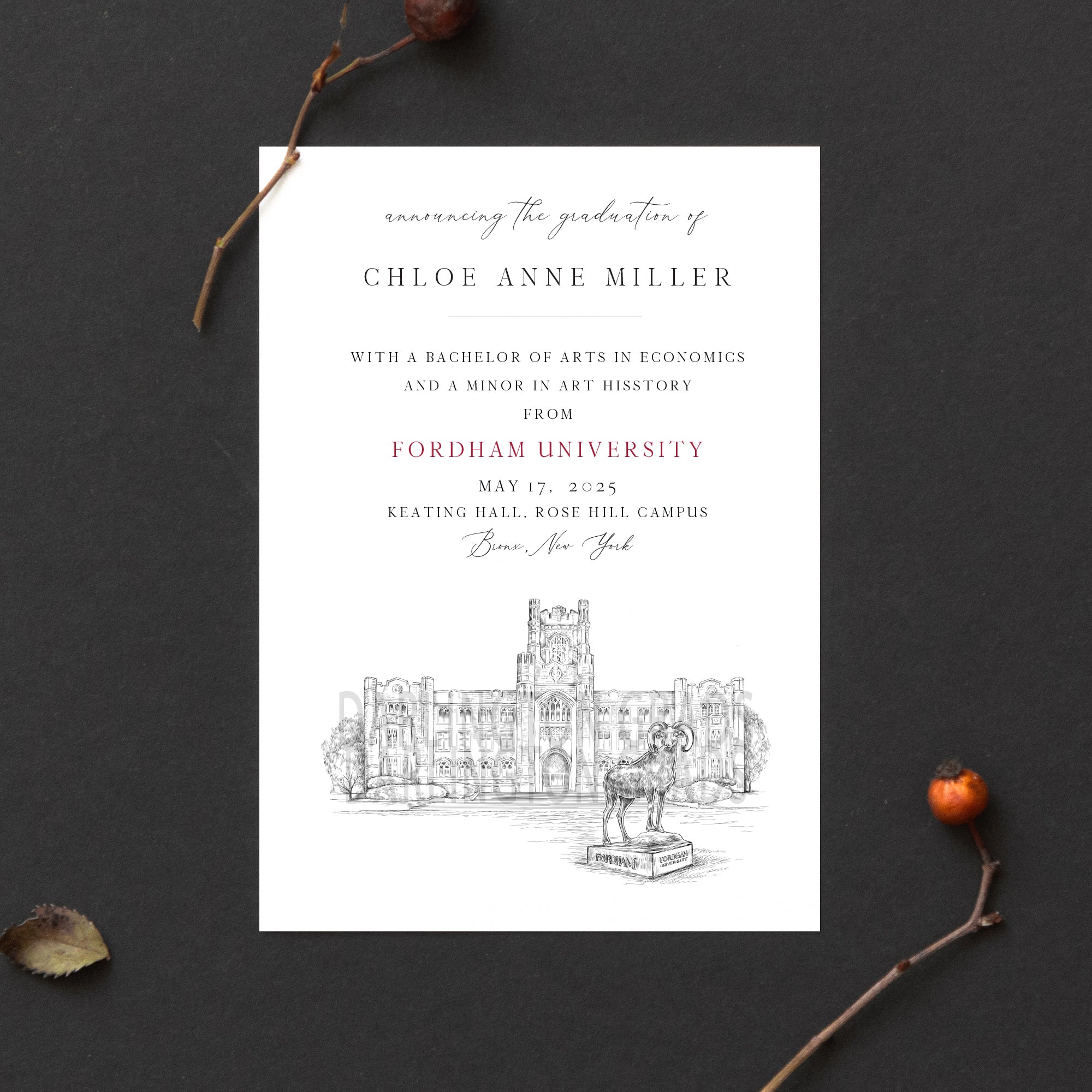 Fordham University Graduation Announcement, Invitation, Announcements, Darlingtongrads Fordham University Graduation Announcement, Invitation, Announcements, Darlingtongrads