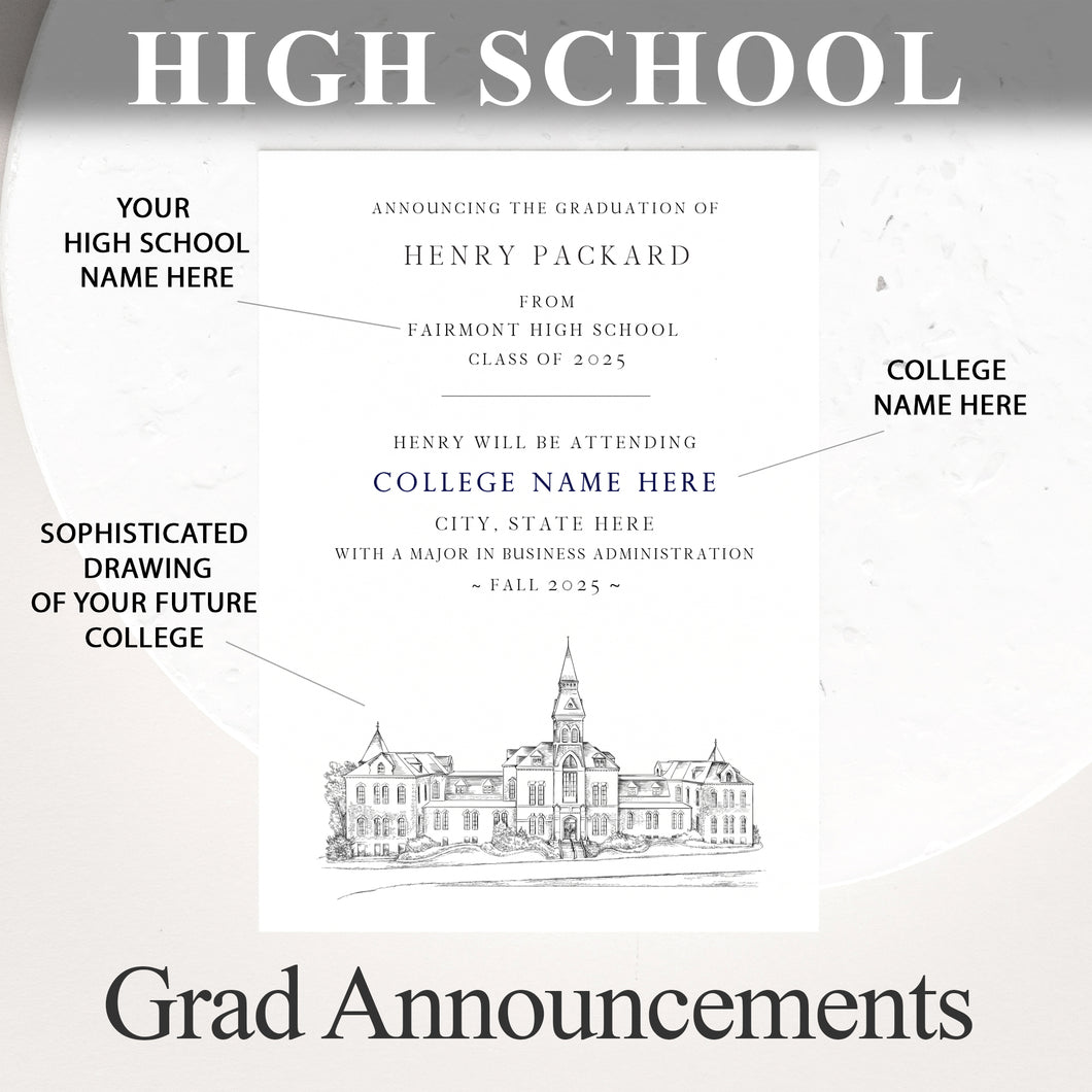 High School Graduation Announcements with College Bound University for Georgia Schools, ga, HS Grad