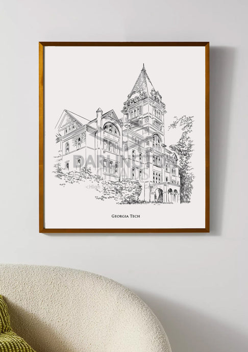 Georgia Tech Fine Art Print, Signed & Numbered by the Artist, Hand Drawn