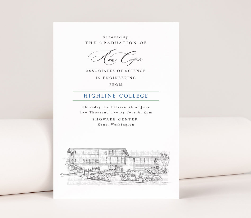 Highline College Graduation Announcement, Grad Announcements, Washington, Invitation, Cards