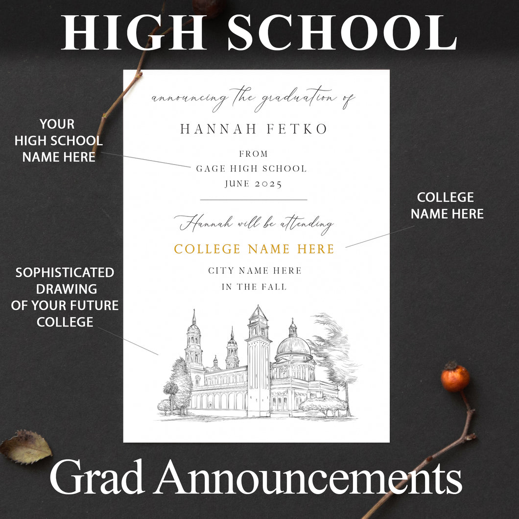 High School Graduation Announcements with College Bound University for Illinois Schools, il, HS Grad