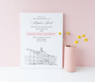 Illinois State University Graduation Announcement, College, Tech, Univ, Graduation Invitations, Cards