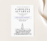 Johns Hopkins University Graduation Announcement, Baltimore, University, College, Tech, State Graduation Invitations, Cards (set of 25)