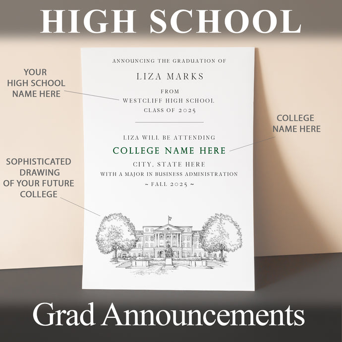 High School Graduation Announcements with College Bound University for Louisiana Schools, la, HS Grad
