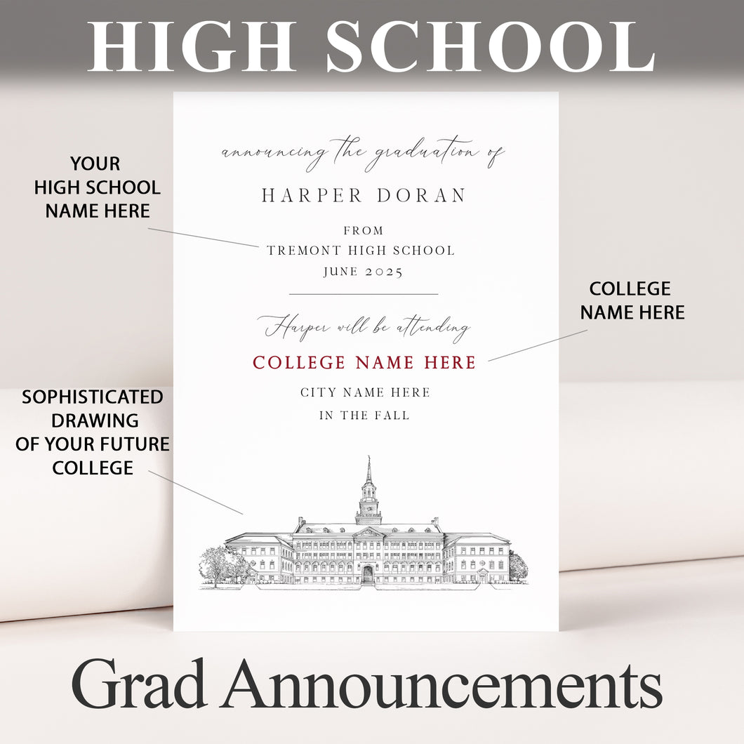High School Graduation Announcements with College Bound University for Massachusetts Schools, ma, HS Grad