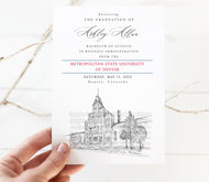 Metropolitan State University of Denver Graduation Announcement, Invitation, Announcements, College, Grad, Cards (set of 25)