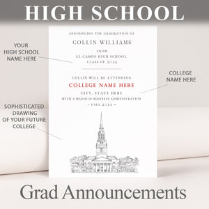 High School Graduation Announcements with College Bound University for Minnesota Schools, mn, HS Grad