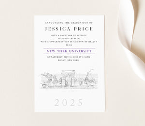 New York University Graduation Announcement, Grad, NY University, State, College, Tech, Graduation Cards (set of 25)