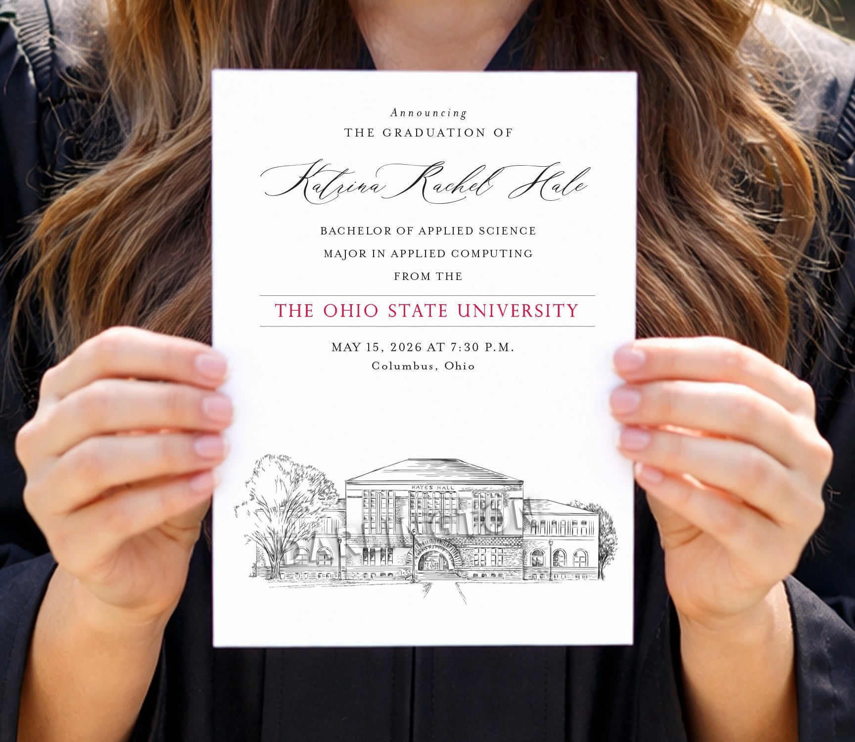 Ohio State University Graduation Announcement, osu, Invitation, Invite –  Darlingtongrads