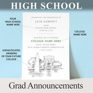 High School Graduation Announcements with College Bound Oregon University, Schools, or, HS Grad