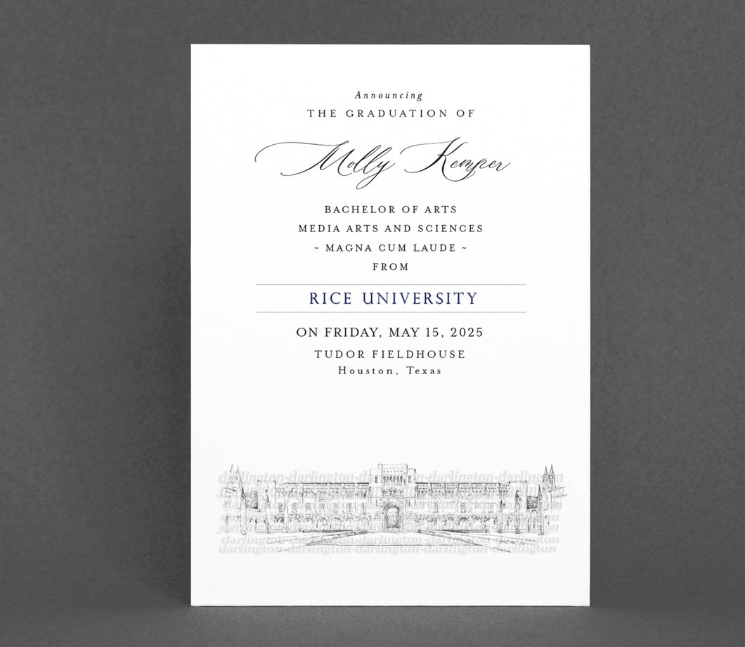 Rice University Graduation Announcement, Invitations, University, College, Cards, Announcements