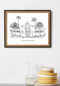 San Diego State University Fine Art Print, Signed & Numbered by the Artist, Hand Drawn