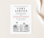 San Diego State University Graduation Announcement, State, Invitations, California, University, College, Tech, Graduation Cards (set of 25)