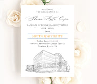 South University Graduation Announcement,Virgina Beach Invitation, Invite, Univ, Grad Announcements, College, Graduation Cards