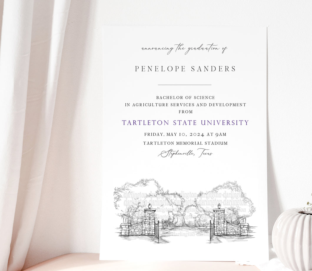 Tarleton State University Graduation Announcement, Texas, University, State, College, Tech, Graduation Invitations, Cards, Univ