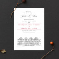 Temple University Graduation Announcement, Invitation, Invite, Univ, Grad Announcements, College