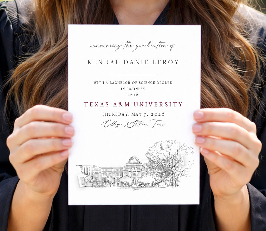 Texas A&M Graduation Announcements – Custom TAMU Grad Announcements Ca –  Darlingtongrads