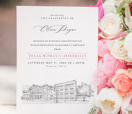 Texas Woman's University Graduation Announcement, Texas, Invitation, Announcements, College, Grad