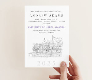 University of North Alabama Graduation Announcement, Alabama Grad, State, College, Tech, Graduation Cards (set of 25)