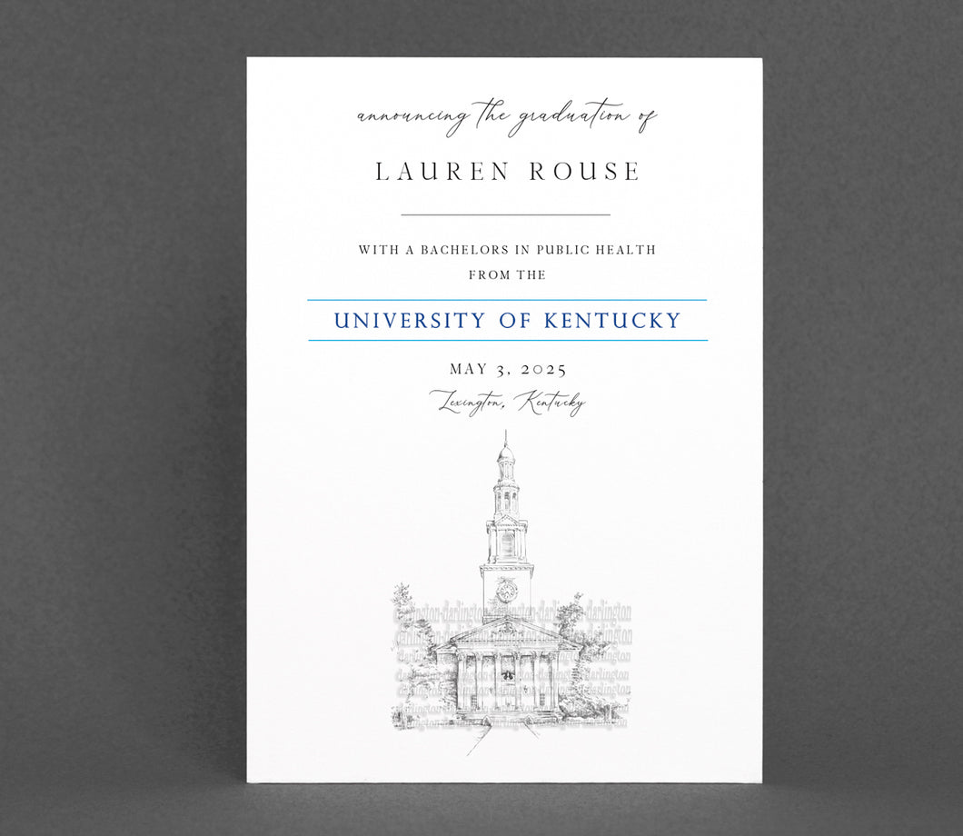 University of Kentucky Graduation Announcement, Invitation, Grad, University, College, Tech, Graduation Cards (set of 25)