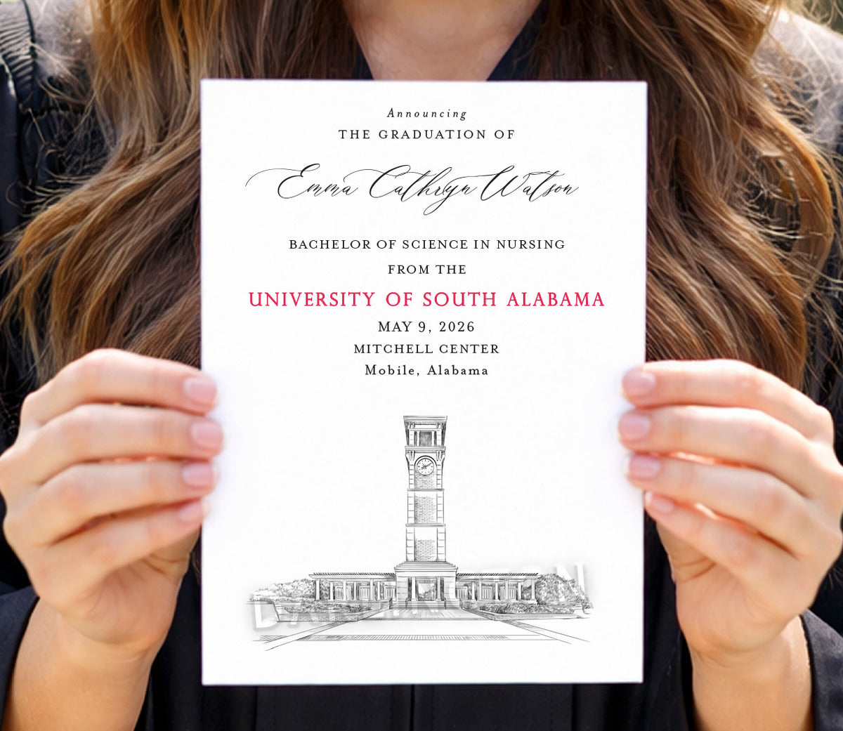University of South Alabama Graduation Announcement, Invitation, Invit ...