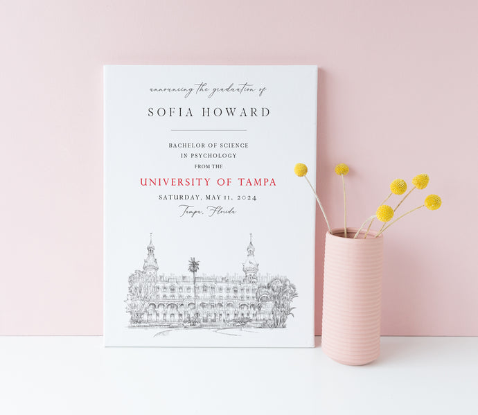 University of Tampa Graduation Announcement, florida, Invitation, Invite, Univ, Grad Announcements, College, Graduation Cards