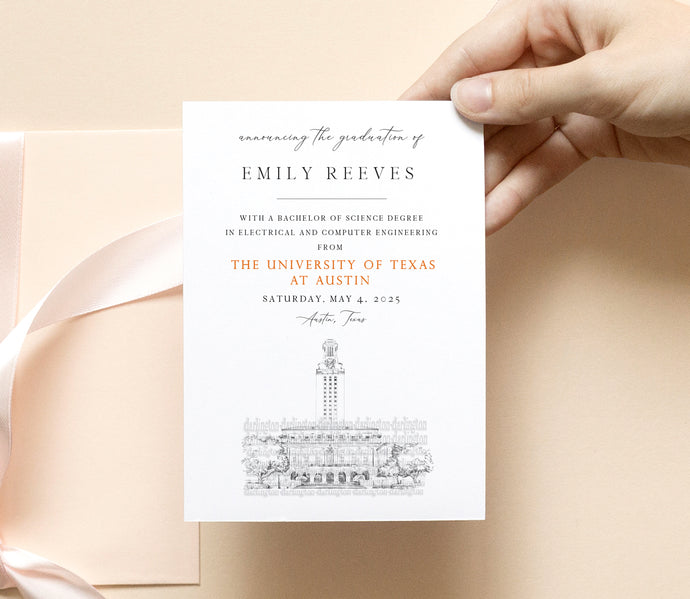 University of Texas at Austin Graduation Announcement, Invitations, Texas, University, Grad, Graduation Cards (set of 25)