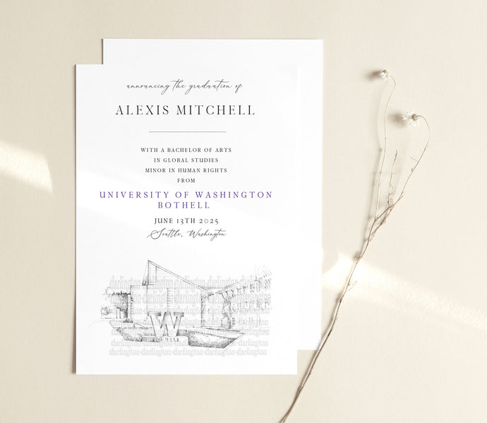 University of Washington Bothell Graduation Announcement, uw bothell, Invitation, Invite, Univ, Grad Announcements, College