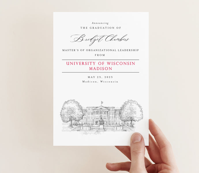 University of Wisconsin-Madison Graduation Announcement, Invitation, Invite, Univ, Grad Announcements, College, Graduation Cards