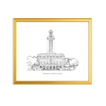 University of Texas at Austin Fine Art Print | Graduation Gift | Hand Drawn Campus Wall Art | Alumni Gift