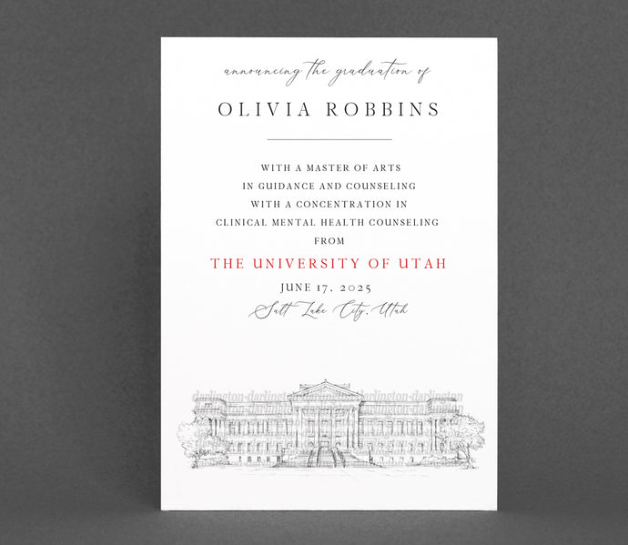 University of Utah Graduation Announcement, Invitation, Invite, Univ, Grad Announcements, College, Graduation Cards