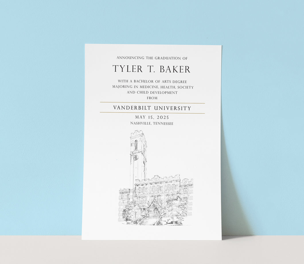 Vanderbilt University Graduation Announcement, Wyatt Center, Invitation, Invite, Univ, Grad Announcements, College, Graduation Cards