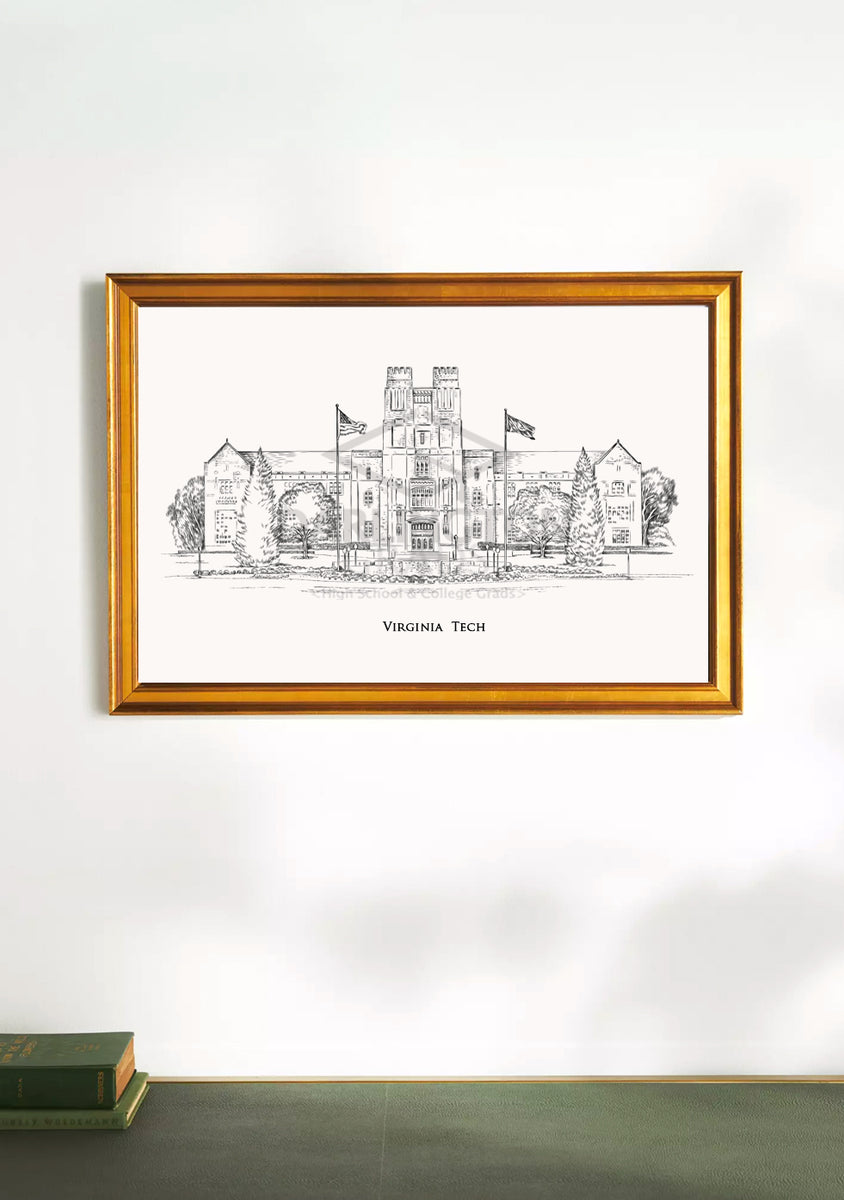 Virginia Tech Fine Art Print, Signed & Numbered by the Artist, Hand Dr ...