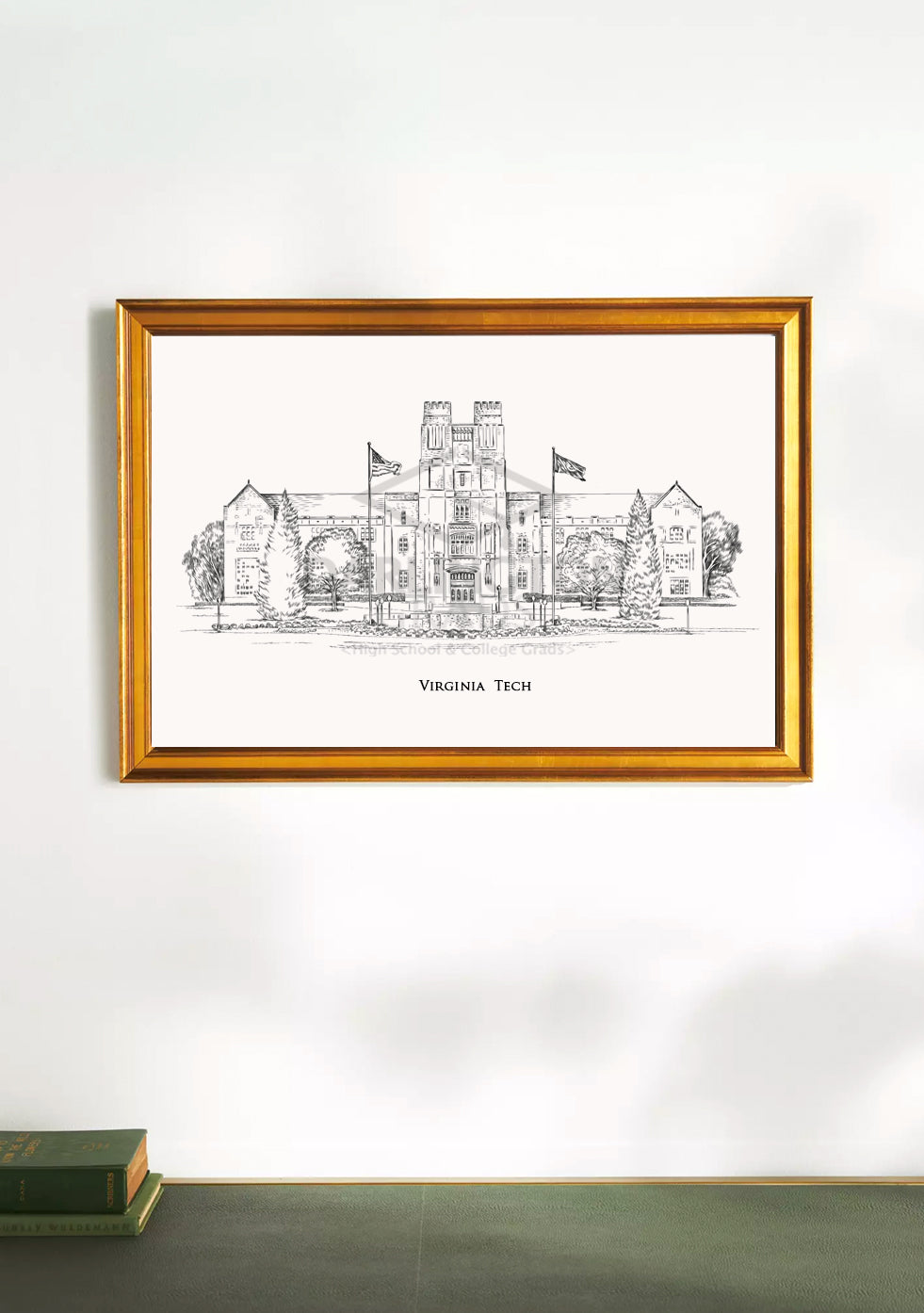 Virginia Tech Fine Art Print, Signed & Numbered by the Artist, Hand Drawn