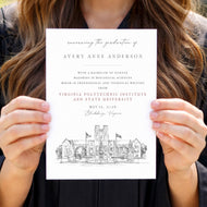 Virginia Tech Graduation Announcements – Custom Virginia Polytechnic Institute Grad Cards (Set of 25)