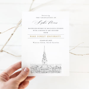 Wake Forest University Graduation Announcement, Invitations, North Carolina, University, College, Tech, Graduation Cards (set of 25)