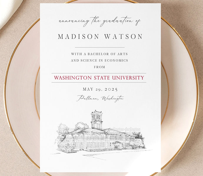 Washington State University Graduation Announcement, Invitation, WSU, Univ, Grad Announcements, Cards