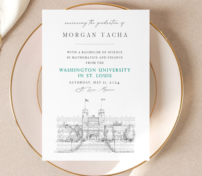 Washington University in St. Louis Graduation Announcement, Invitation, Invite, Univ, Grad Announcements, College, Tech, Graduation Cards