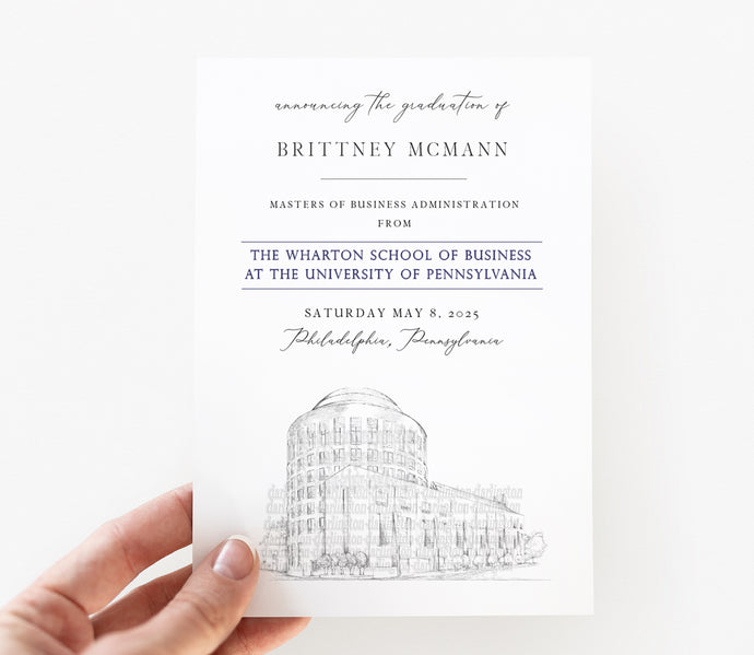 Wharton School of the University of Pennsylvania Graduation Announcement, wharton, Invitation, Invite, Univ, Grad Announcements, College